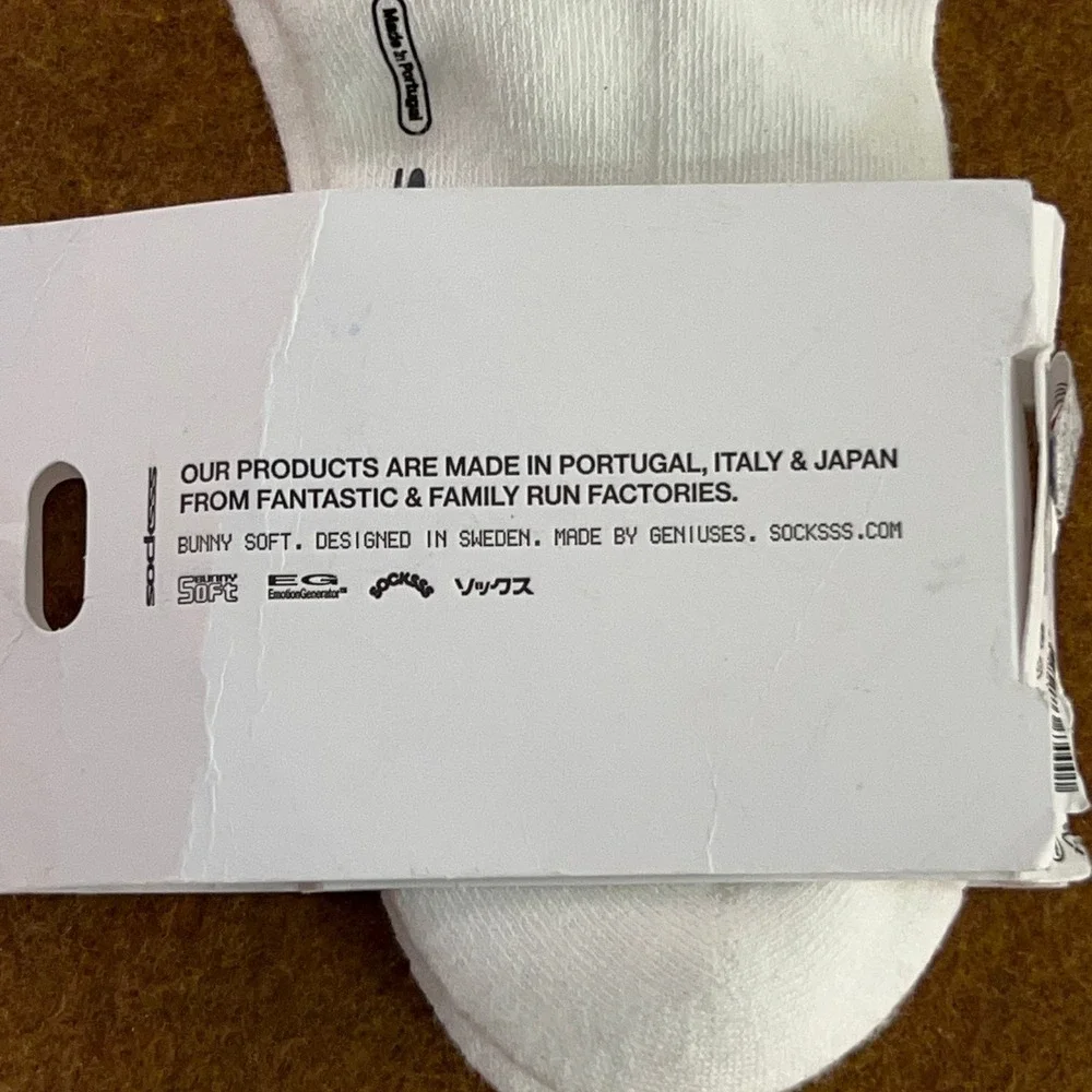 SOCKSSS Unisex One Size Snow White Original Organic Cotton Crew Socks NWT